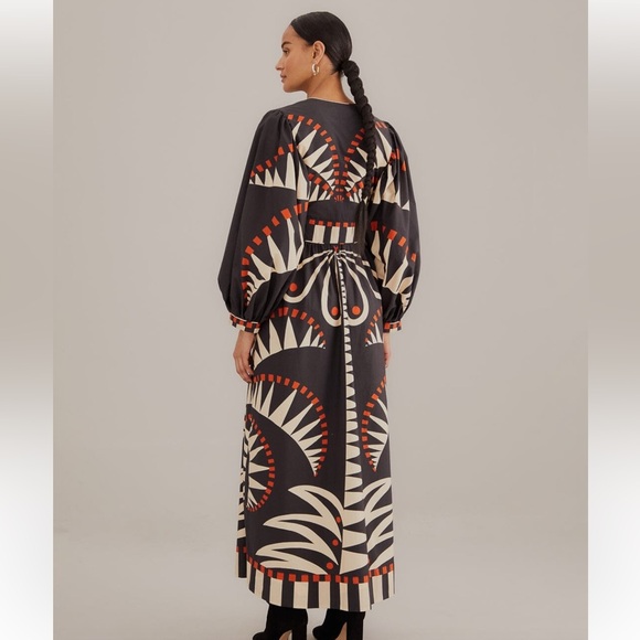 Farm Rio Coconut Grove Puff-Sleeve V-Neck Maxi Dress - Picture 3 of 16